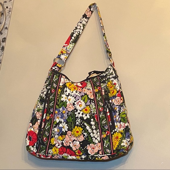 Vera Bradley Handbags - Vera Bradley Black Floral Shoulder Bag